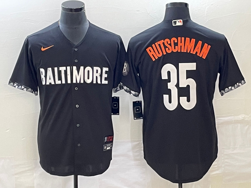 Men's Baltimore Orioles Adley Rutschman #35 Black 2023 City Connect Jersey